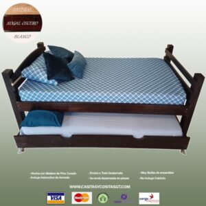 Cama Doble de Madera Tamaño Imperial con Cama Nido