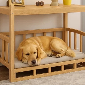 mesa de noche con cama para mascotas